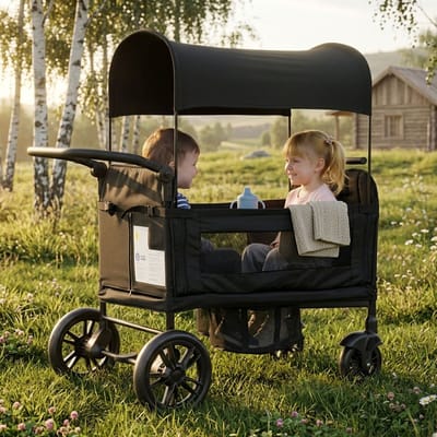YYCHAN-Kinderwagen-Dubbele Kinderwagen-Maximaal 22 kg-Opvouwbaar-Met Luifel En Laadbak-In acht standen verstelbare, gevoerde handgreep-5-punts veiligheidsgordel-Zwart