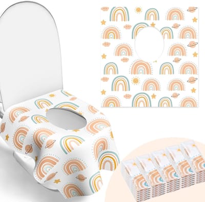 Wegwerp Toilet Hoezen - Reis Toilet Zitting - Hygiëne Onderweg - Individueel Verpakt - 30 Stuks - Regenboog