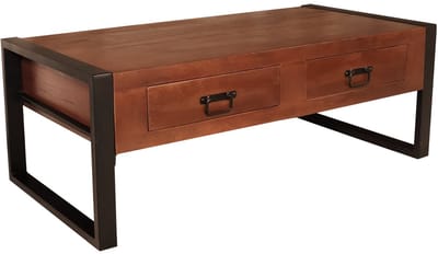 Salontafel rechthoekig met lades walnoot bruin mangohout 120cm Kai duurzaam massief hout mango bijzettafel