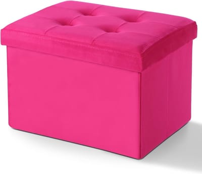 Opberg Ottomaan - Voetenbank Poef - Woonkamer Organisatie - Opvouwbaar Ontwerp - 42 Liter Opslag - Roze