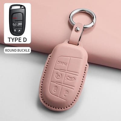 PU Leer Auto Afstandsbediening Sleutelhoes Beschermhoes Voor Jeep Chrysler 300 200 Cherokee Wrangler Compass Renegade Fiat 500X Accessoire