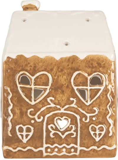 Clayre & Eef Waxinelichthouder Huis 12x7x16 cm Bruin Keramiek