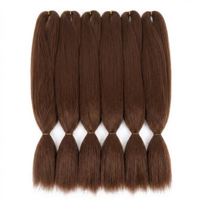 Middenbruin synthetisch vlecht hair dames braiding hair jumbo braid extensies extensions lang vlecht haar om te vlechten – 6 stuks