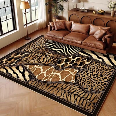 Luxe Stijlvolle Dierenprint Tapijttegel Tijger Zebra Luipaard Vloerkleed Bruin Zwart Goud Woonkamer Bankgedeelte Huisdecoratie Modern Tapijt 120X160CM