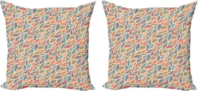 ABAKUHAUS Boho decoratieve kussenhoes, 2-pack, abstracte verengolf, 45x45 cm, meerkleurig
