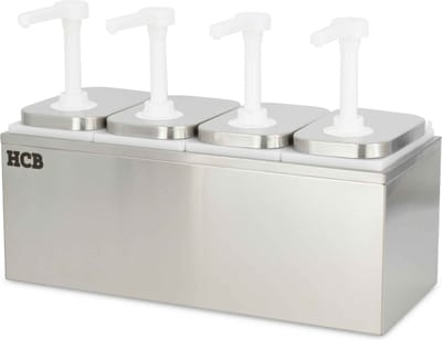 HCB® - Professionele Horeca Sauspomp - 4 x 2 liter - RVS / INOX sausdispenser - Dispenser - 20x47.5x21 cm (DxBxH) - 2.50 kg - 1416