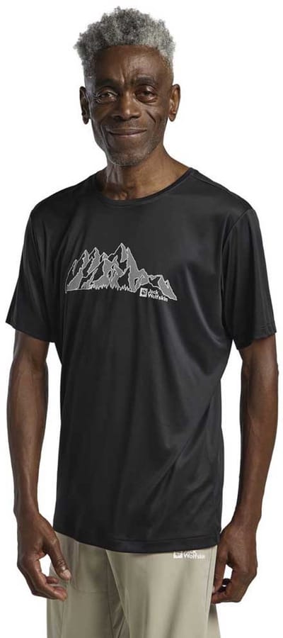 Jack Wolfskin Peak Graphic T-shirt Met Korte Mouwen Zwart M Man