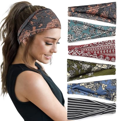 carmdering - Dames Sport Hoofdband - Elastische Haarband - Katoen Polyester Mix - Vochtregulerend - Sneldrogend - Zacht Materiaal - Boho Design - Voor Sport En Dagelijks Gebruik - 1 Stuk