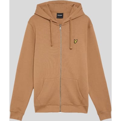 Lyle & Scott Loopback Katoenen Volledige Rits Hoodie - Bruin