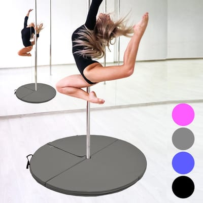 TRUTZHOLM - Pole Dance Valmat - 5 cm Dik - Ø 120 cm - Grijs - Opvouwbare Paaldansmat - Professionele Beschermmat