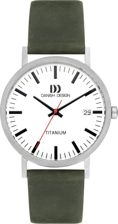 Danish Design Rhine - Horloge Heren - Zilver/Groen - Luxe - Analoog - Rond - Leer - 39 mm - Quartz