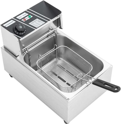 Commerciële friteuse, 2500 W, professionele elektrische frituurmachine, 6 l, roestvrij staal, friteuse voor restaurants, supermarkten, snelle bijeenkomsten