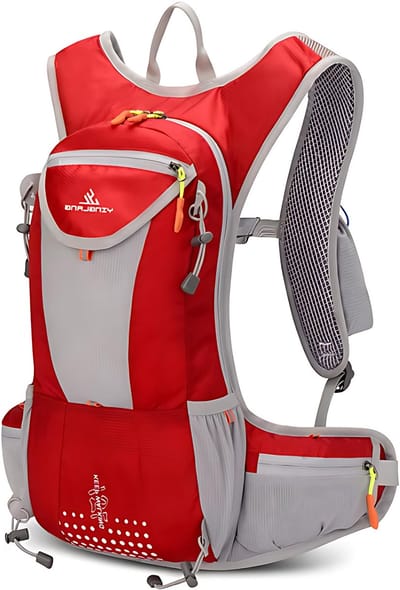CarryQuest® - Hydratatie Fietsrugzak - Ultralichte Polyester Hardlooprugzak met Waterdicht Ontwerp, Reflecterende Details, Rugventilatie & 48x22x22 cm - Rood
