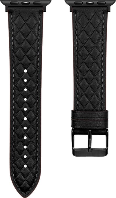 Leren bandje - geschikt voor Apple Watch 1/2/3/4/5/6/7/8/9/10/11/ SE (1,2,3) met maat 38 mm / 40 mm / 41 mm en 42 mm (Watch 10/11) - zwart