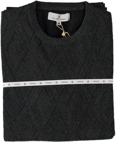 Fellows United Pullover Premium Crew Neck Argyle Struct. Mid Grey (52.1150 - 121)