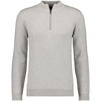 Ragman Trui Zip Collar Cotton Cashmere Fine Texture Licht Grijs / male