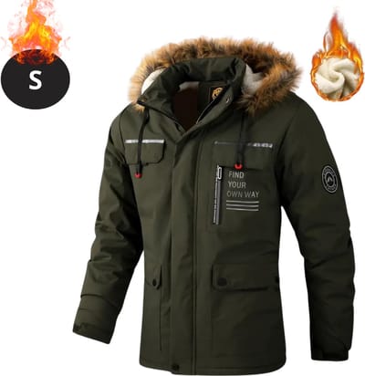 Livano Winterjas - Parka - Heren - Winter - Jas - Volwassen - Stijlvol - Met Capuchon - Gewatteerde Jas - Legergroen - S