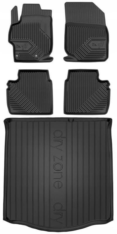 Frogum No.77 Automatenset + Dry Zone Kofferbakmat - Geschikt voor Peugeot 301 Sedan (vanaf 2012) - Complete Set - Perfecte Pasvorm - TPE Rubber - Hoge Rand - Geurloos - Zwart