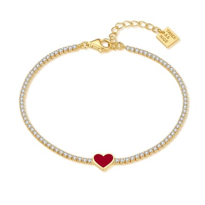 Twice As Nice Armband in zilver, hartje met zirkonia Goudkleurig 16cm+3cm