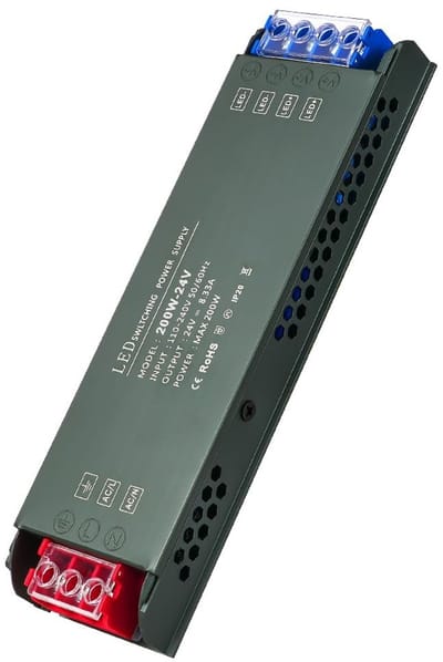Dailygoody - LED-transformator - 24V voeding - Geruisloos en ultradun design - 200W vermogen - Ideaal voor LED-strips - Bescherming tegen overspanning...