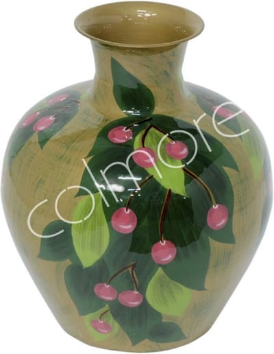 Colmore by Diga vaas goud/groen fruit handbeschilderd enamel 32x32x39cm