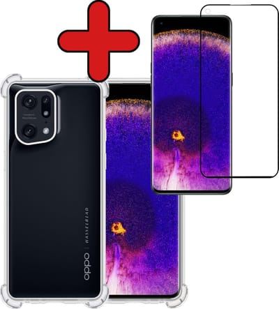 Hoesje - Met Screenprotector - Geschikt voor OPPO Find X5 - Sterk & Shockproof - Back Cover - Siliconen Case - Telefoon Hoes - Shock Proof - Telefoonhoes - Transparant