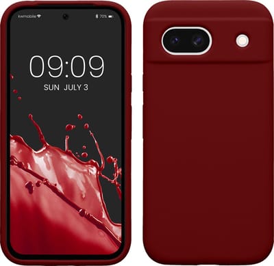 kwmobile telefoonhoesje geschikt voor Google Pixel 8a - Hoesje met siliconen coating - Smartphone case in rabarber rood