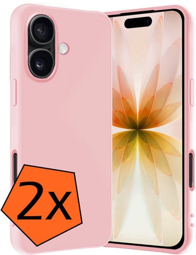 Hoes - 2 Stuks - Geschikt voor Apple iPhone 17 - Sterk & Shockproof - Case Siliconen - Back Cover - Telefoon Hoes - Lichtroze