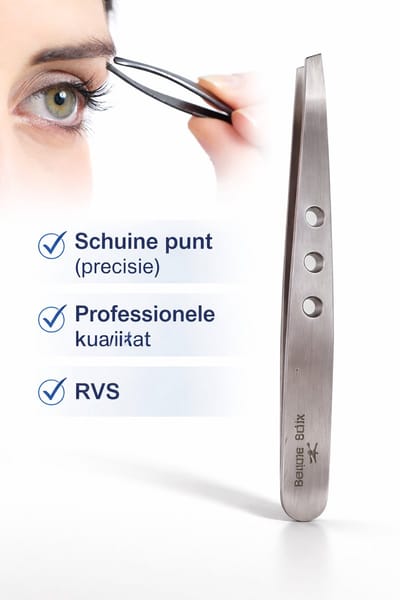 Belux Surgical Instruments – Wenkbrauw Pincet Schuin – Precisie Epileerpincet met Schuine Punt – RVS – Voor Wenkbrauwen & Gezichtshaar