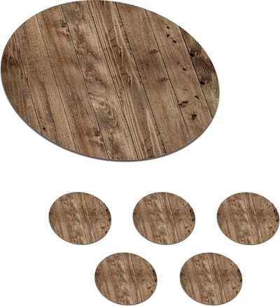 Onderzetters voor glazen - Rond - Eikenhout - Patronen - Planken - 10x10 cm - Glasonderzetters - 6 stuks