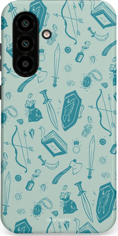 Casetastic Hoesje Geschikt voor Samsung A56 / A36 - Stijlvolle Beschermende Duo-layer Case - Avontuurlijke buit vol wapens