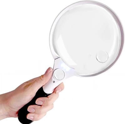 Verlichte loep 2x, 4x, 25x, grote loep, 3 LED-handloep voor ouderen