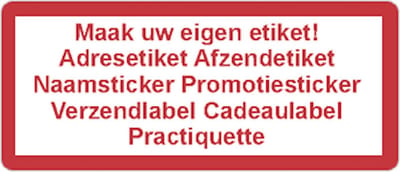 Adressticker - rood - rode tekst - 250 stuks - 21x48mm - rechthoek - gepersonaliseerd - met eigen tekst