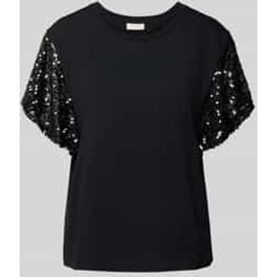 T-shirt met geribde ronde hals, model 'WINGS'