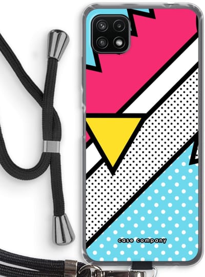 Case Company® - Hoesje met koord geschikt voor Samsung Galaxy A22 5G hoesje met Koord - Pop Art #3 - Telefoonhoesje met Zwart Koord - Bescherming aan alle Kanten en Over de Schermrand