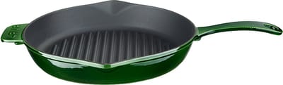 Lava Premium - Grillpan - Geëmailleerd Gietijzer - Ø 28 cm - Met Grillribben - Groen