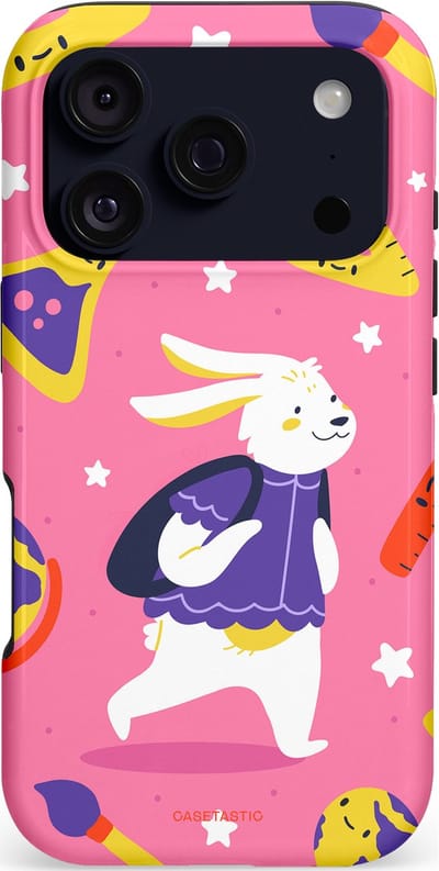 Casetastic hoesje geschikt voor Apple iPhone 17 Pro - MagSafe - Dubbellaagse bescherming - Slimme konijnensprongen - Fashion Case - Koraal Geel Roze