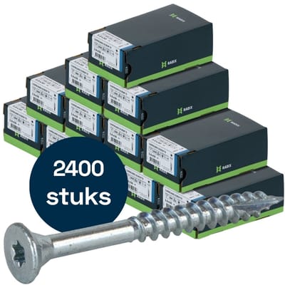 Radix Torx 20 Spaanplaatschroef - Platkop + Snijpunt - 5,0 x 50mm/30 - Verzinkt - Deeldraad (2400 stuks) VOLLE DOOS!
