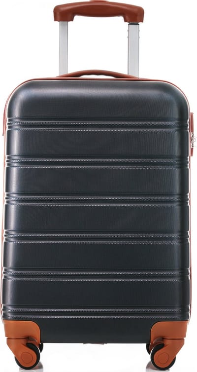 Merax Hartschalen Koffer – 4-Rad Handbagage - ABS-materiaal - Zwart+Bruin