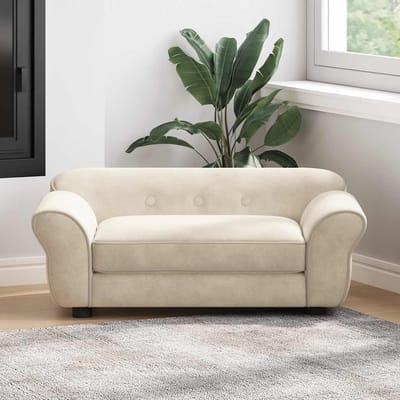 vidaXL - Hondenbank - 72x45x30 - cm - pluche - crèmekleurig
