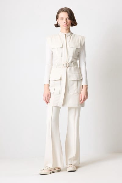 Touché Privé - Linnenlook safari gilet - Naturel - Dames