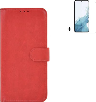 MoDo hoesje Geschikt voor Samsung Galaxy A54 - Kunstleer Book Case - Rood hoesje met screenprotector