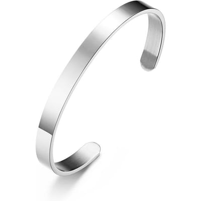 Unisex Eenvoudige Gladde Oppervlak 4MM 6MM 8MM Titanium Staal Open Armband Lasergravure Armband white