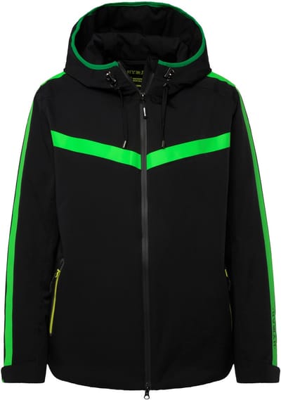 Ulla Popken - Dames - Ski-jas stretch waterdicht tweerichtingsrits klittenband - Zwart - Maat 42+