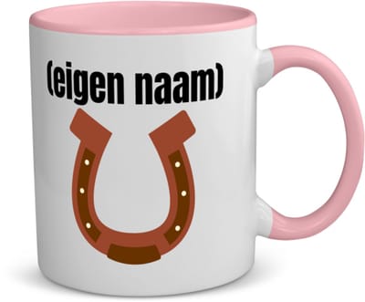Akyol - paarden hoefijzer met eigen naam koffiemok - theemok - roze - Paarden - paarden liefhebbers - iemand die houdt van paarden - verjaardag - cadeau - kado - 350 ML inhoud