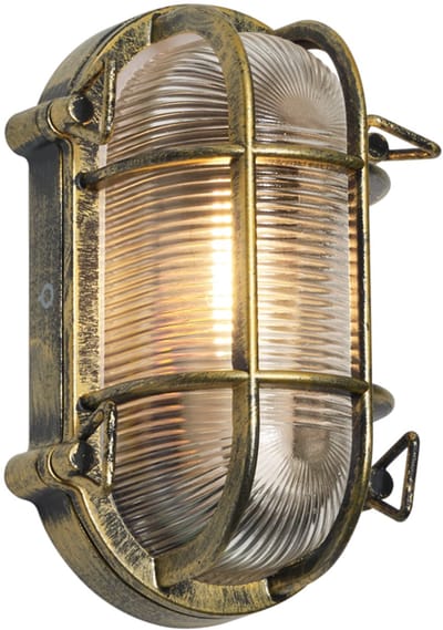 QAZQA noutica - Industriele Wandlamp voor buiten - 1 lichts - D 9 cm - Goud - Industrieel - Buitenverlichting