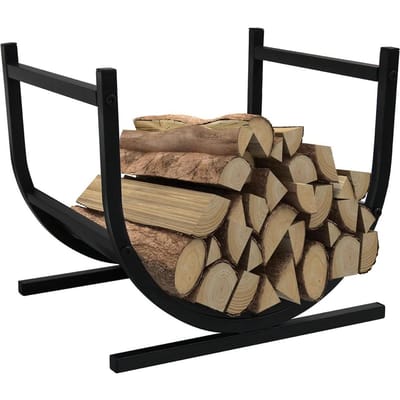 175 inch brandhout log rack U-vormig zwaar ijzeren log rek stapelen rek opslag rek indoor outdoor - SCENDOR