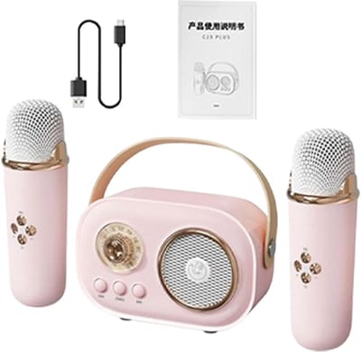 Karaoke microfoon - Zingende microfoon - Muziek maken - Ingebouwde luidspreker - 72 x 16 x 72 cm - Roze