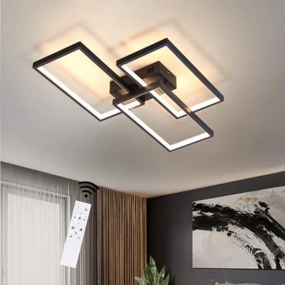 NETTLIFE LED Plafondlamp - zwart - dimbaar 3000-6000K met afstandsbediening - 63W modern woonkamer lamp - Metaal - voor slaapkamer | eetkamer | studie | hal | kantoor