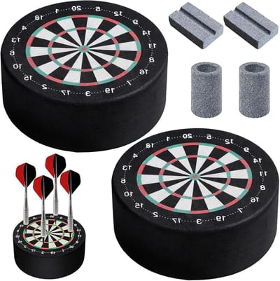 Set van 2 mini dartpijlhouders, 10 cm dartbordhouder met 4 wetstenen voor gezinnen en clubs, ideaal voor dartliefhebbers en spelletjesavonden